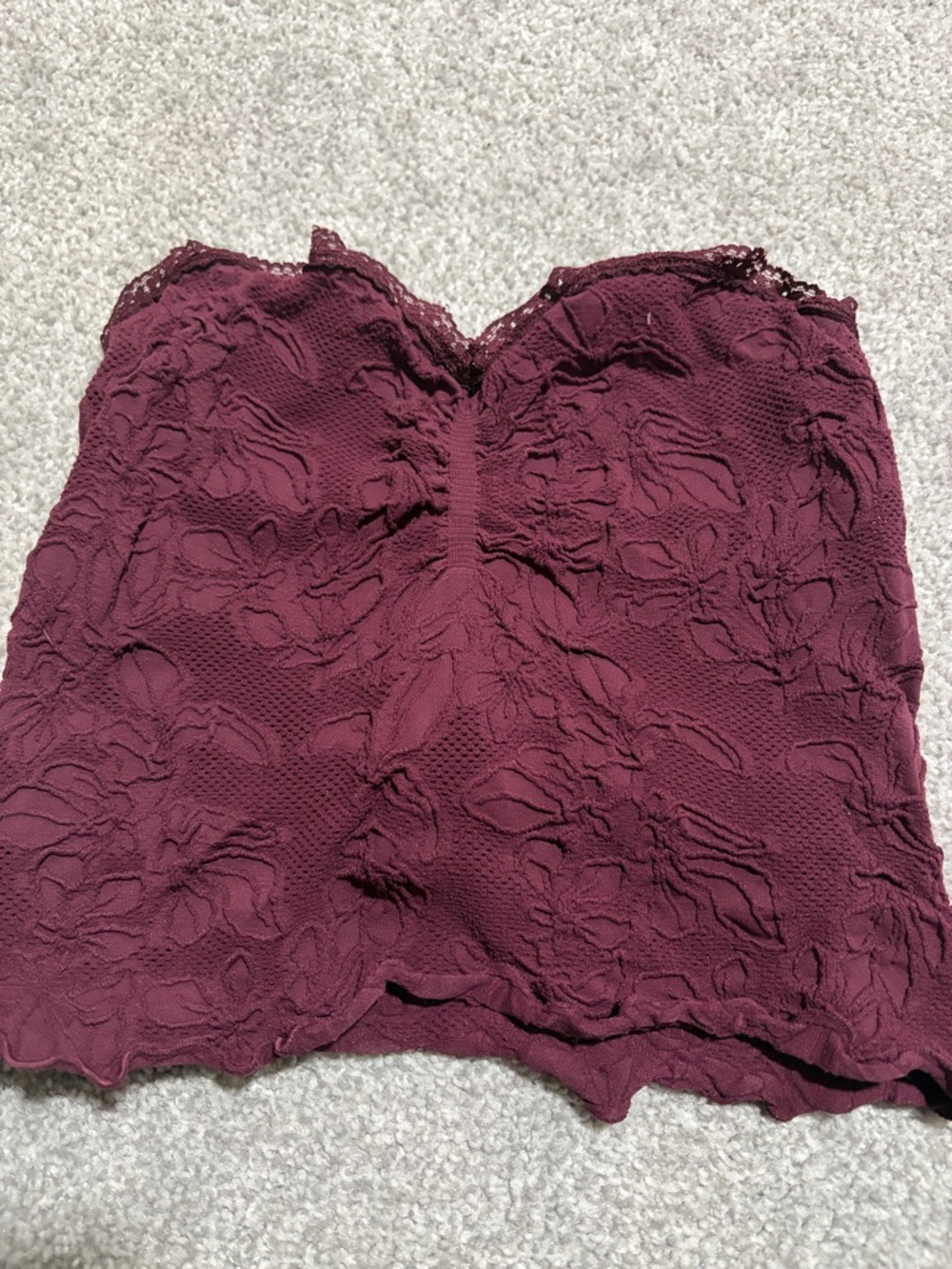 Tilly's Maroon Lace Strapless Tank Top